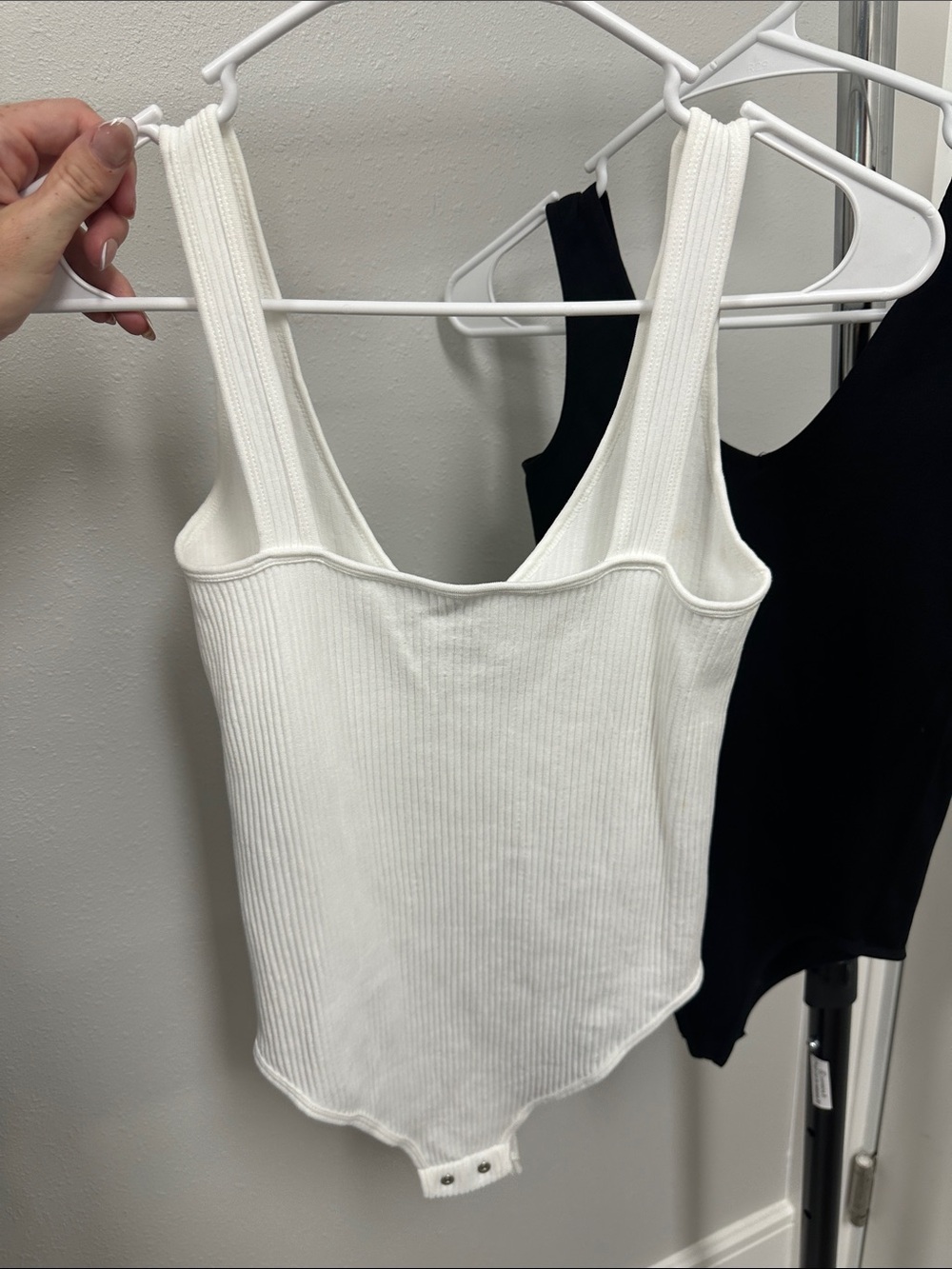 Bundle of 4 Ribbed Bodysuits Black White Blue Small / Medium Stretch Fit - Picture 7 of 9